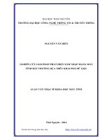 Nghiên cứu giải pháp phát hiện xâm nhập mạng máy tính bất thường dựa trên khai phá dữ liệu 