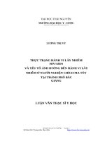 Thực trạng hành vi lây nhiễm HIVAIDS và yếu tố ảnh hưởng đến hành vi lây nhiễm ở người nghiện chích ma túy tại thành phố bắc giang 