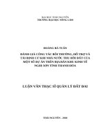 Đánh giá công tác bồi thường, hỗ trợ và tái định cư khi nhà nước thu hồi đất của một số dự án trên địa bàn khu kinh tế nghi sơn tỉnh thanh hóa 