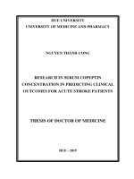Nghiên cứu nồng độ copeptin huyết thanh trong tiên lượng bệnh nhân tai biến mạch máu não giai đoạn cấp TOM TAT TIENG ANH 