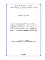 ĐỀ XUẤT CÁC GIẢI PHÁP NHẰM NÂNG CAO HIỆU QUẢ ÁP DỤNG HỆ THỐNG QUẢN LÝ CHẤT LƯỢNG ISO 9001 : 2008 TẠI SỞ KHOA HỌC VÀ CÔNG NGHỆ THÀNH PHỐ HÀ NỘI (bản doc)