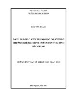 Đánh giá giáo viên trung học cơ sở ở huyện yên thế, tỉnh bắc giang theo chuẩn nghề nghiệp 