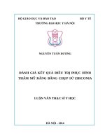 Đánh giá kết quả điều trị phục hình thẩm mỹ răng bằng chụp sứ Zirconia (FULL TEXT)