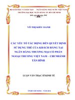 Các yếu tố tác động đến quyết định sử dụng thẻ của khách hàng tại ngân hàng thương mại cổ phần ngoại thương việt nam   chi nhánh tân bình 