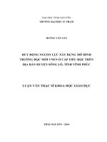 Huy động nguồn lực xây dựng mô hình trường học mới VNEN ở cấp tiểu học trên địa bàn huyện sông lô, tỉnh vĩnh phúc 