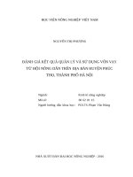 Đánh giá kết quả quản lý và sử dụng vốn vay từ hội nông dân trên địa bàn huyện phúc thọ, thành phố hà nội 
