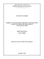 Nghiên cứu chế độ thoát khí metan khi khai thác xuống sâu trong mỏ than hầm lò vùng quảng ninh TOM TAT LATS t v 