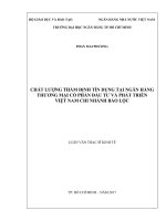 Chất lượng thẩm định tín dụng tại ngân hàng thương mại cổ phần đầu tư và phát triển việt nam chi nhánh bảo lộc 