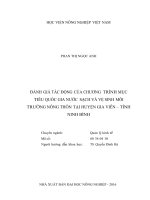 Đánh giá tác động của chương trình mục tiêu quốc gia nước sạch và vệ sinh môi trường nông thôn tại huyện gia viễn   tỉnh ninh bình 