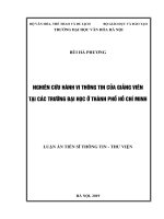 Nghiên cứu hành vi thông tin của giảng viên tại các trường đại học ở thành phố hồ chí minh