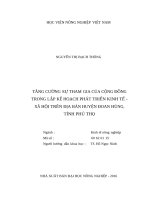 Tăng cường sự tham gia của cộng đồng trong lập kế hoạch phát triển kinh tế   xã hội trên dịa bàn huyện đoan hùng, tỉnh phú thọ 