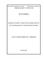 Nghiên cứu hành vi thông tin của giảng viên tại các trường đại học ở thành phố hồ chí minh