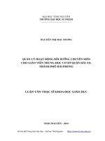 Quản lý hoạt động bồi dưỡng chuyên môn cho giáo viên trung học cơ sở quận hải an, thành phố hải phòng 