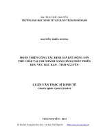 Hoàn thiện công tác định giá bất động sản thế chấp tại chi nhánh ngân hàng phát triển khu vực bắc kạn   thái nguyên 