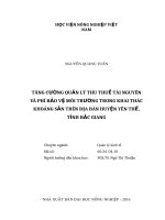 Tăng cường quản lý thu thuế tài nguyên và phí bảo vệ môi trường trong khai thác khoáng sản trên địa bàn huyện yên thế, tỉnh bắc giang 