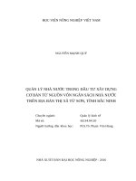 Quản lý nhà nước trong đầu tư xây dựng cơ bản từ nguồn vốn ngân sách nhà nước trên địa bàn thị xã từ sơn, tỉnh bắc ninh 