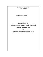 Hoàn thiện kế toán chi phí sản xuất và tính giá thành sản phẩm phục vụ quản trị chi phí tại công ty cổ phần cơ khí và xây lắp an ngãi  