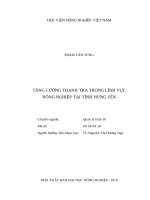 Tăng cường thanh tra trong lĩnh vực nông nghiệp tại tỉnh hưng yên 