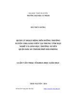Quản lý hoạt động bồi dưỡng thường xuyên cho giáo viên tại trung tâm dạy nghề và giáo dục thường xuyên quận hải an thành phố hải phòng 