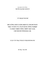 Đo lường chất lượng dịch vụ thanh toán trực tuyến tại ngân hàng ngân hàng nông nghiệp và phát triển nông thôn việt nam, chi nhánh tỉnh đắk lắk 