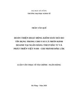 Hoàn thiện hoạt động kiểm soát rủi ro tín dụng trong cho vay cá nhân kinh doanh tại ngân hàng TMCP đầu tư và phát triển việt nam – chi nhánh đắk lắk 