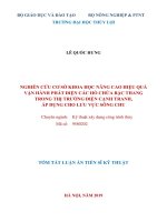 Nghiên cứu cơ sở khoa học nâng cao hiệu quả vận hành phát điện các hồ chứa bậc thang trong thị trường điện cạnh tranh, áp dụng cho lưu vực sông chu tt 