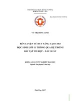Rèn luyện tư duy sáng tạo cho học sinh lớp 11 thông qua hệ thống bài tập tổ hợp – xác suất