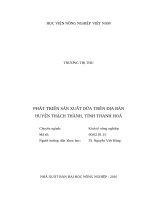 Phát triển sản xuất dứa trên địa bàn huyện thạch thành, tỉnh thanh hóa 