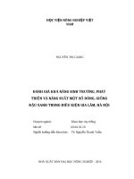 Đánh giá khả năng sinh trưởng, phát triển và năng suất một số dòng, giống đậu xanh trong điều kiện gia lâm, hà nội 