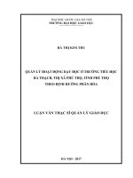 Quản lý hoạt động dạy học ở trường tiểu học hà thạch thị xã phú thọ, tỉnh phú thọ theo định hướng phân hóa 
