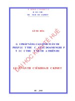 Nâng cao tính tuân thủ pháp luật thuế của các doanh nghiệp nộp thuế tại cục thuế tỉnh thừa thiên huế 