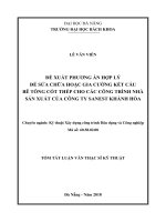 Đề xuất phương án hợp lý để sửa chữa hoặc gia cường kết cấu bê tông cốt thép cho các công trình nhà sản xuất của công ty sanest khánh hòa