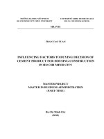 Influencing factors to buying decision of cement product for housing construction in ho chi minh city  master project in business administration  