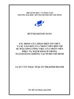 Tác động của nhận diện tổ chức và sự gắn kết của nhân viên đối với sự hài lòng công việc của nhân viên phục vụ hành khách trong ngành hàng không tại thành phố hồ chí minh 