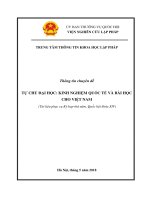Chuyên đề TỰ CHỦ ĐẠI HỌC: KINH NGHIỆM QUỐC TẾ VÀ BÀI HỌC CHO VIỆT NAM