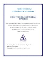THÔNG TIN TÓM TẮT VỀ TỔ CHỨC ĐĂNG KÝ GIAO DỊCH CÔNG TY CỔ PHẦN DƯỢC PHẨM TIPHARCO