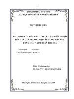 Tác động của vốn đầu tư trực tiếp nước ngoài đến cán cân thương mại các nước khu vực đông nam á giai đoạn 2000   2016 