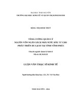 Tăng cường quản lý nguồn vốn ngân sách nhà nước đầu tư cho phát triển du lịch tại tỉnh vĩnh phúc 
