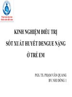 KINH NGHIỆM ĐIỀU TRỊ SỐT XUẤT HUYẾT DENGUE NẶNG Ở TRẺ EM