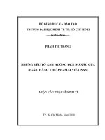 Những yếu tố ảnh hưởng đến nợ xấu của ngân hàng thương mại việt nam 