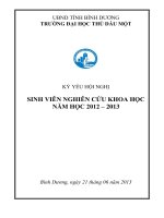KỶ YẾU HỘI NGHỊ SINH VIÊN NGHIÊN CỨU KHOA HỌC NĂM HỌC 2012 – 2013
