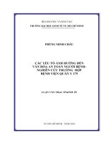 Các yếu tố ảnh hưởng đến văn hóa an toàn người bệnh nghiên cứu trường hợp bệnh viện quân y 175 