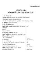 Giáo án Tiếng Việt 2 tuần 32 bài: Tập làm văn  Đáp lời từ chối, Đọc sổ liên lạc