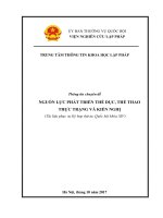 Thông tin chuyên đề NGUỒN LỰC PHÁT TRIỂN THỂ DỤC, THỂ THAO THỰC TRẠNG VÀ KIẾN NGHỊ