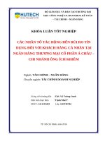 Các nhân tố tác động đến rủi ro tín dụng đối với khách hàng cá nhân tại ngân hàng TMCP á châu   chi nhánh ông ích khiêm  
