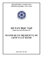 SỔ TAY HỌC TẬP NGÀNH QUẢN TRỊ DỊCH VỤ DU LỊCH VÀ LỮ HÀNH