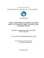 Phân tích trình tự trong tin sinh học và ứng dụng trên cơ sở dữ liệu genome tôm sú 