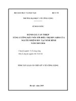 Đánh giá can thiệp tăng cường kết nối tới điều trị HIV-AIDS của người nhiễm HIV tại Ninh Bình năm 2015-2016 (TT)