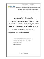 Các nhân tố ảnh hưởng đến tỷ suất sinh lợi của các công ty xây dựng niêm yết trên sàn chứng khoán TP  HCM 