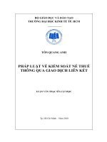 Pháp luật về kiểm soát né thuế thông qua giao dịch liên kết 